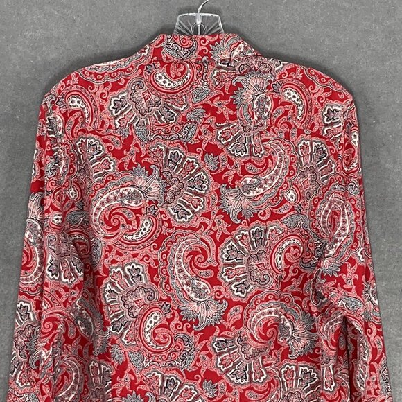 Champs Shirt Women XL Multicolor Paisley Button Up‎ No Iron Long Sleeve Classic - Picture 8 of 14